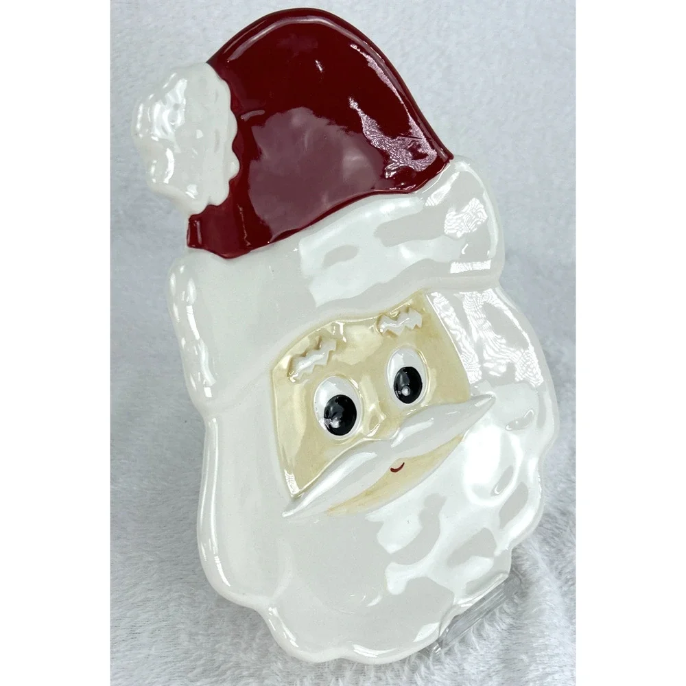 Living Quarters Santa Clause Head Cookie Plate Serving Tray Your Home Your Style